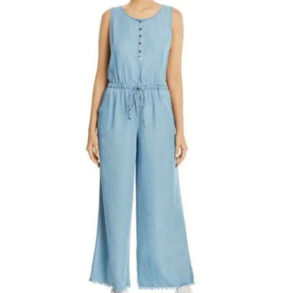 Billy T Blue Tencel Sleeveless Wide Leg Jumpsuit - Medium NWT